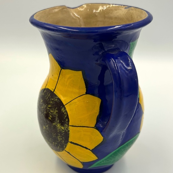Vintage Mexican Talavera Pottery Sunflower Jug & Bowl Hand Painted Folk Art Boho - Picture 7 of 10